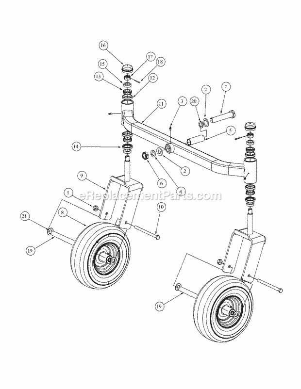 Front Caster Assembly Diagram and Parts List for M60-KHEFI 53AB5HEX750 Cub Cadet Sprayer